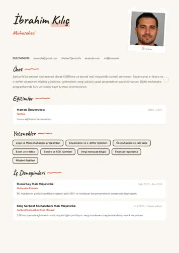 Muhasebeci Cv Örnekleri cv indir